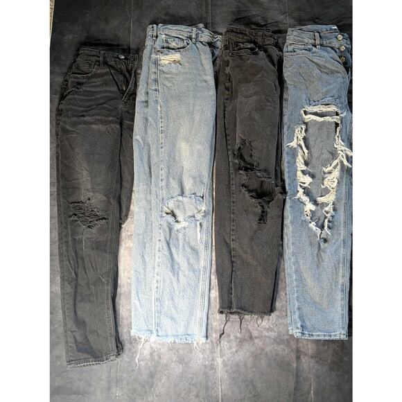 Lot Of 4 Women's Distressed Jeans American Eagle Pacsun Wild Fable Size 00 25" W - Picture 1 of 12